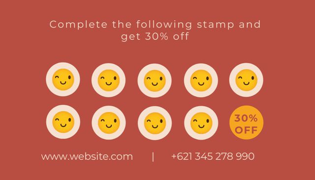 Multipurpose Red Loyalty Offer with Emoticons Business Card USデザインテンプレート