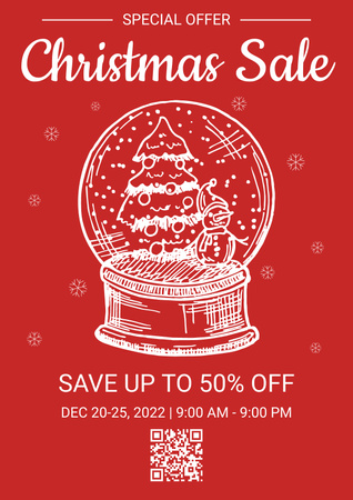 Designvorlage Christmas Sale Offer Red Illustrated für Poster