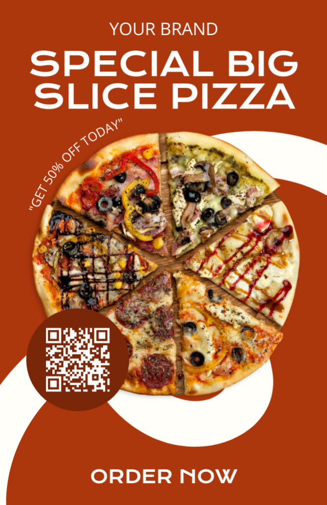 Offer of Special Big Sliced Pizza Recipe Card Tasarım Şablonu