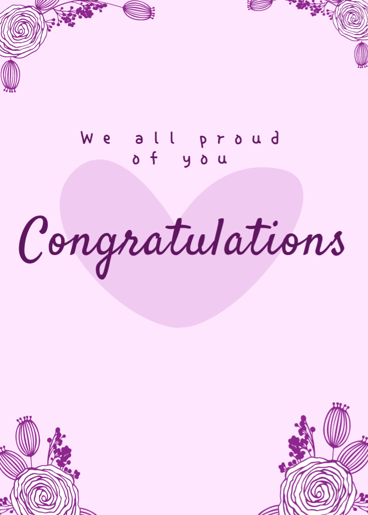 We All Proud of You with Heart Postcard 5x7in Vertical Design Template