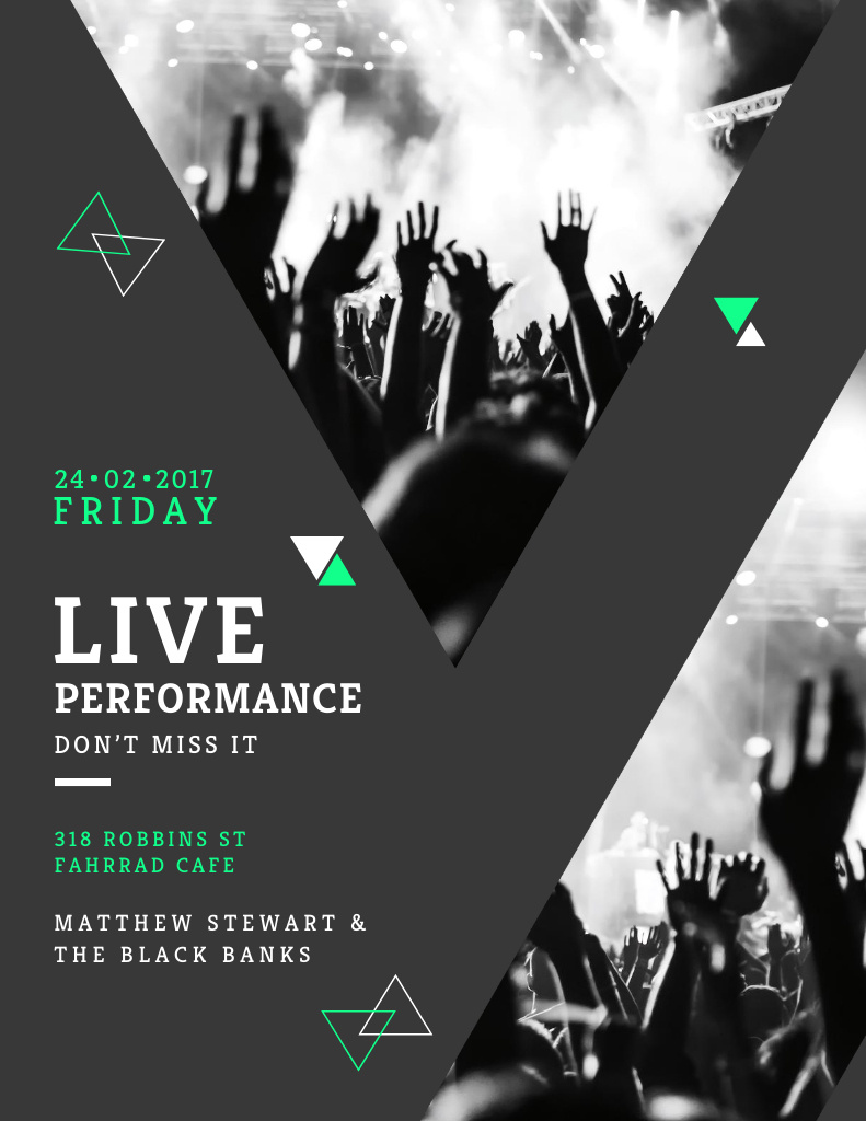 Live Performance Announcement at Festival Poster 8.5x11in Šablona návrhu