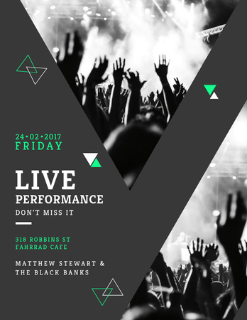 Live Performance Announcement with Crowd at Festival Poster 8.5x11in Design Template