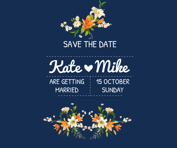 Save the Date Invitation with Floral Frame