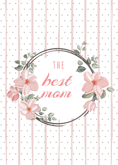 Platilla de diseño Mother's Day Greeting With Gentle Flowers Wreath Postcard 5x7in Vertical