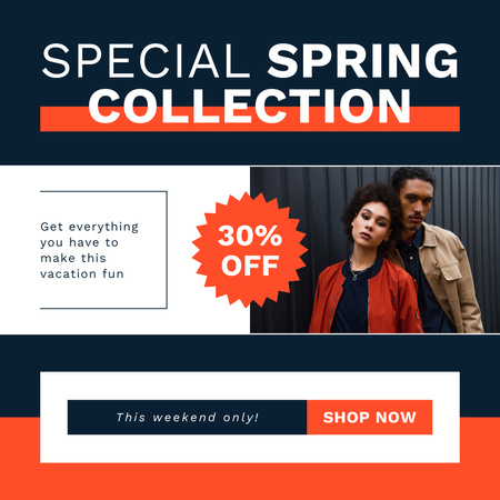Plantilla de diseño de Rebajas de primavera de ropa de calle para hombres y mujeres Instagram AD 