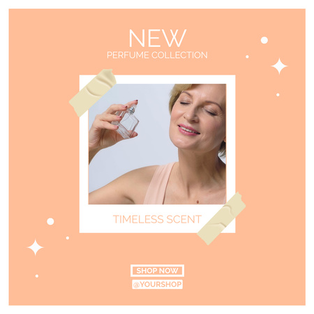 Designvorlage Neue Parfümkollektionsanzeige mit schöner Frau für Instagram AD