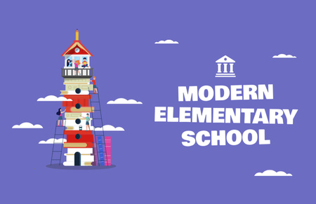 Advertising Modern Elementary School Business Card 85x55mm Design Template