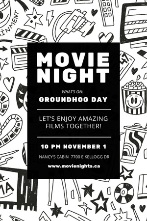 Movie Night Event Announcement on Creative Pattern Flyer 4x6in Design Template