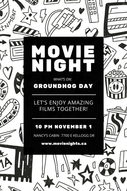 Announcement of Movie Night Event on Creative Pattern Flyer 4x6in Design Template
