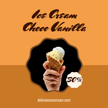 Modèle de visuel offre délicieuse crème glacée en cône de gaufre - Instagram