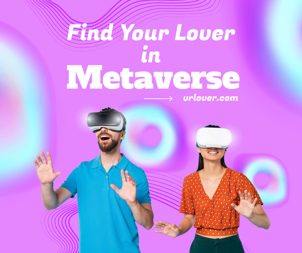 Couple Dating in Virtual Reality  Facebook Design Template