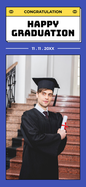 Photo of Young Graduate in Academic Cap Snapchat Moment Filter Design Template