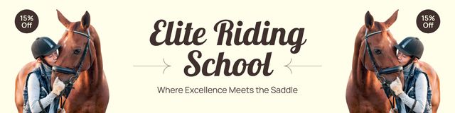 Elite Horse Riding Academy Offering Discounted Enrollment Twitter Design Template