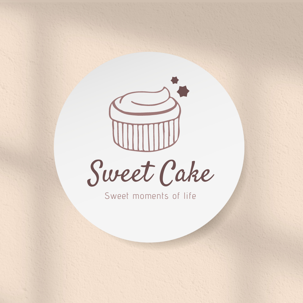 Sweet Cake Label on beige Logoデザインテンプレート