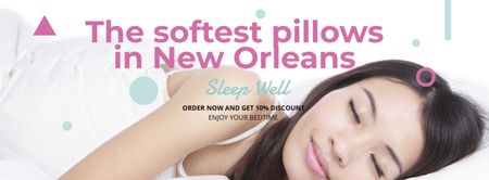 The softest pillows with sleeping Girl Facebook cover Design Template