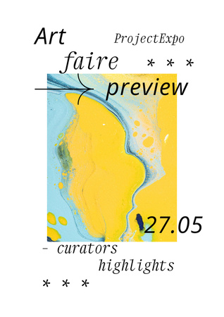 Art Fair Announcement with Watercolor Illustration Poster Design Template