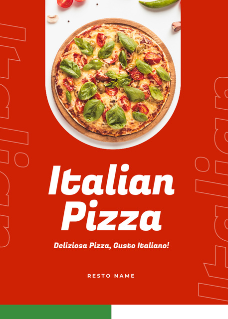 Ontwerpsjabloon van Flayer van Delicious Italian Pizza Offer on Red