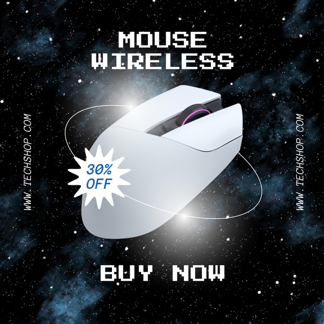 Discount Announcement for Computer Wireless Mouse Instagram AD Design Template
