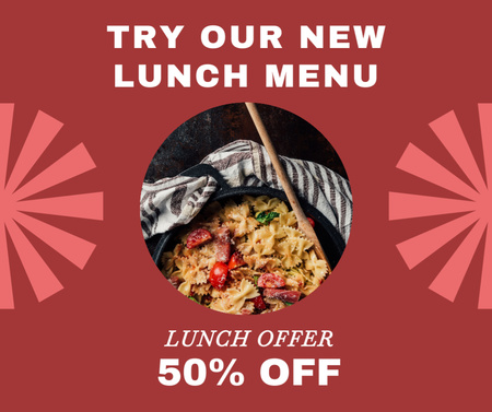 Lunch Set Offer with Salmon Steak and Salad At Half Price Facebook Design Template