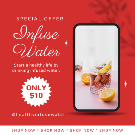 Erityinen Infuse Water -tarjous appelsiineilla Instagram Design Template