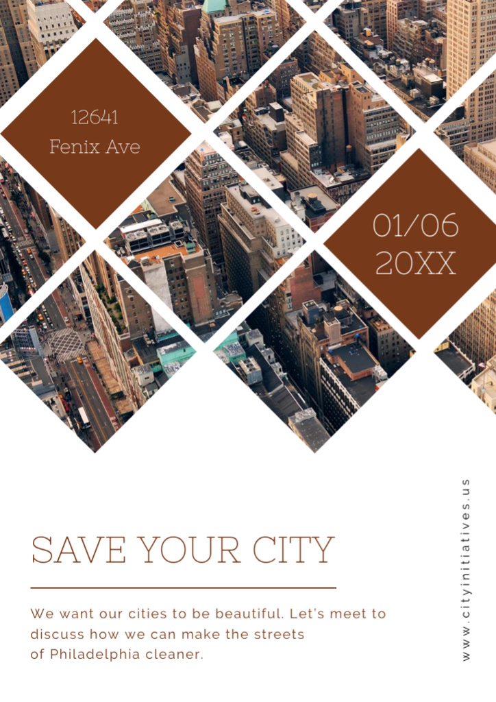 Urban Event Invitation with Skyscrapers Flyer A4 Design Template