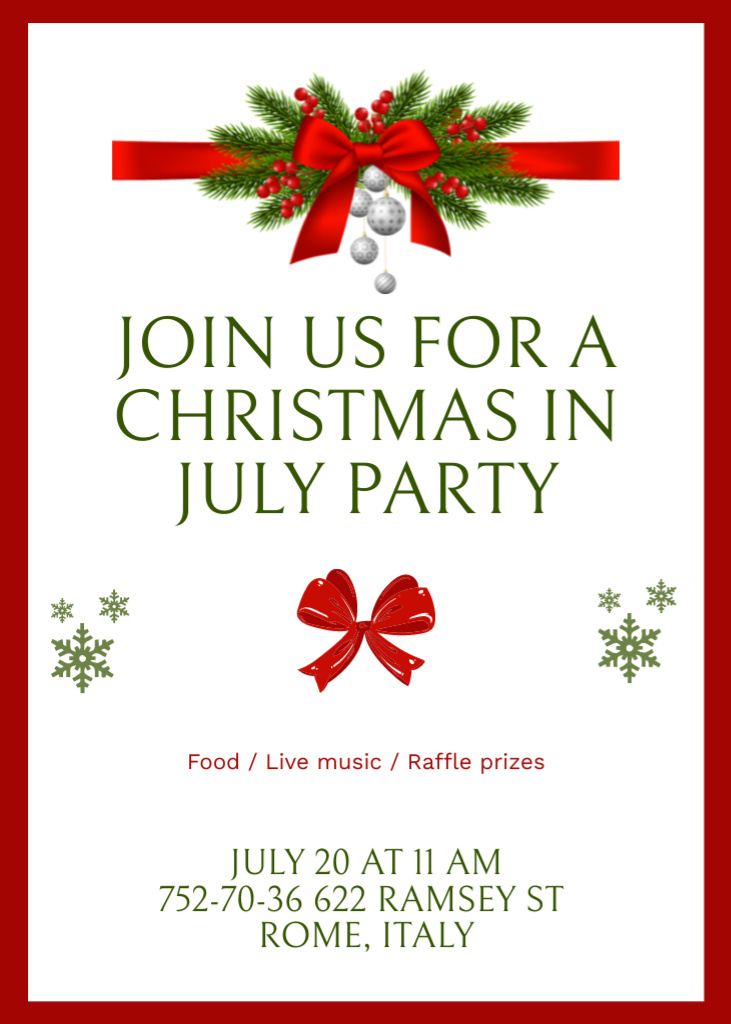 Thrilling Announcement for July Christmas Party Flayer Modelo de Design
