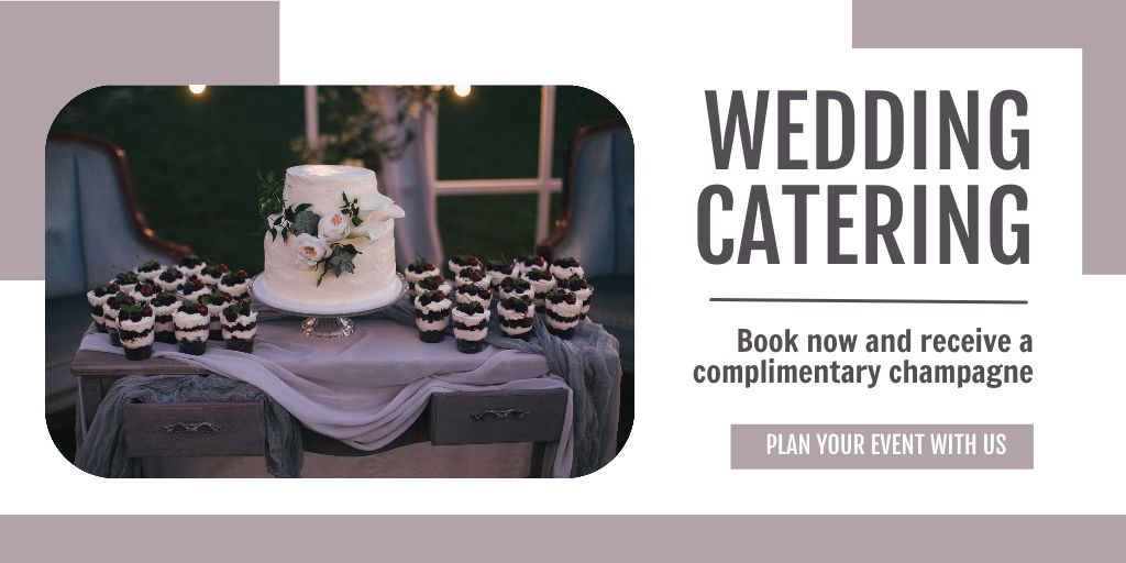 Stylish Catering Services for Weddings Twitter Design Template