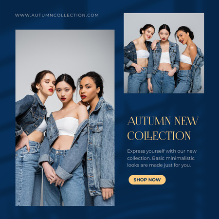 Autumn New Collection of Denim Clothes  Instagramデザインテンプレート
