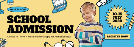 Anúncio de registro de admissão escolar com Cute Boy Tumblr Modelo de Design