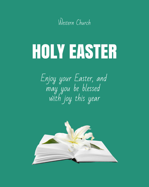Easter Holiday Celebration Announcement with Open Book Poster 16x20in Modelo de Design