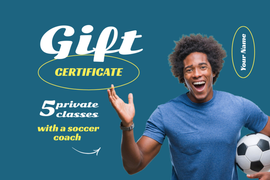 Ontwerpsjabloon van Gift Certificate van Private Soccer Classes Ad