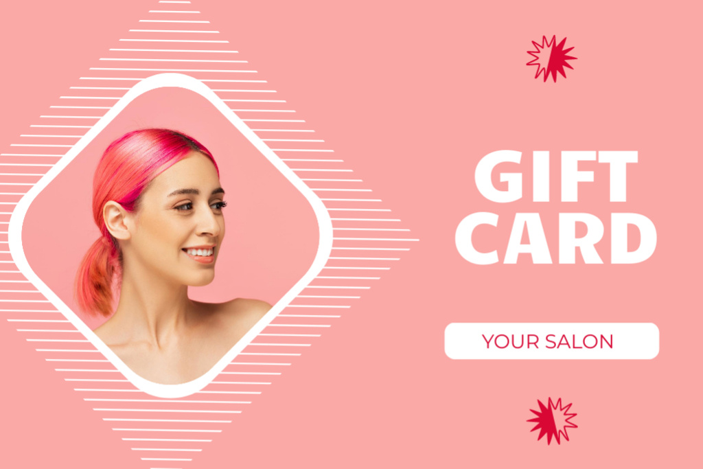 Ontwerpsjabloon van Gift Certificate van Beauty Studio Ad in Pink