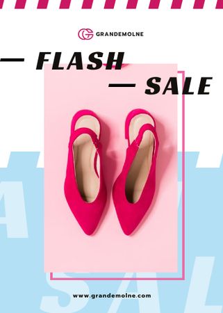 Female Fashionable Shoes in Pink Flayer tervezősablon