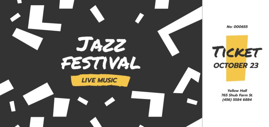 Jazz Festival Announcement With Chaotic Figures Ticket DL tervezősablon