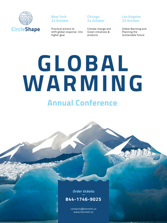 Modèle de visuel conférence sur le réchauffement climatique avec fonte des glaces en mer - Poster US
