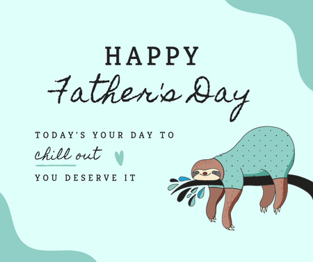 Father's Day Greeting with Sloth on Branch Facebook Design Template