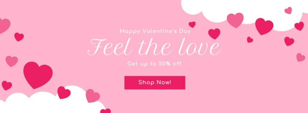 Romantic Valentine's Day Sale Offer With Slogan Facebook cover – шаблон для дизайна
