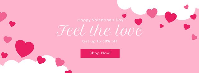Romantic Valentine's Day Sale Offer With Slogan Facebook cover Design Template