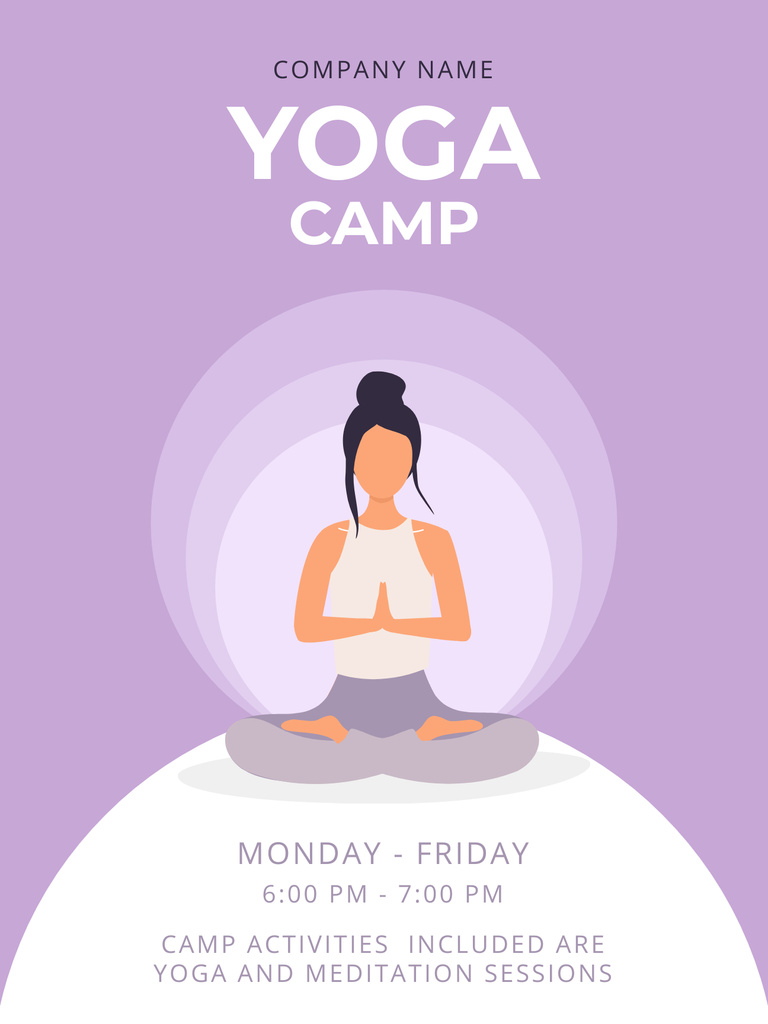 Yoga and Oriental Spiritual Practices Camp Poster US Design Template