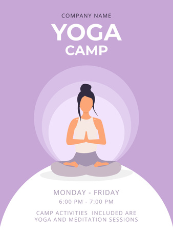 Yoga and Oriental Spiritual Practices Camp Poster US Design Template