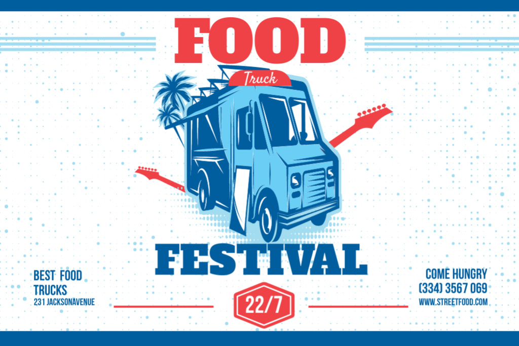 Food Truck Event Announcement Flyer 4x6in Horizontal Design Template