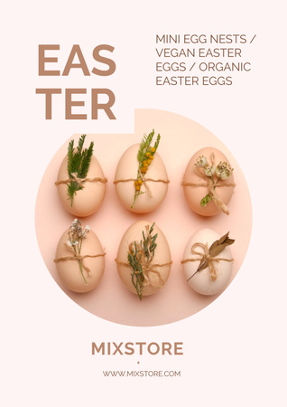 Organic Easter Eggs Offer For Holiday Poster Design Template