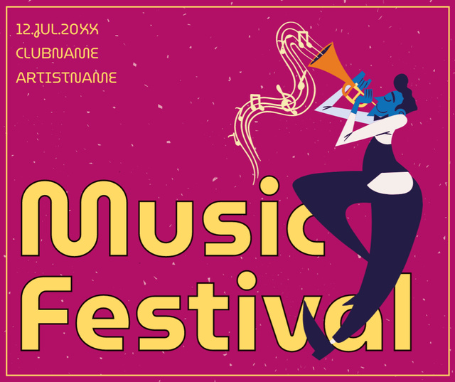 Music Festival Announcement on Pink Facebook Πρότυπο σχεδίασης