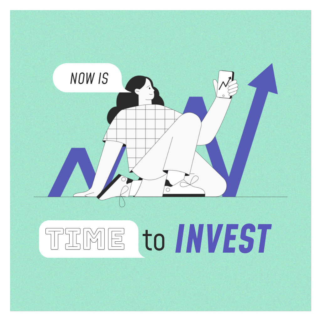 Modèle de visuel Girl on Investments Diagram - Instagram
