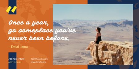 Travelling Motivation Quote Woman Sitting on Rock Top Image Modelo de Design
