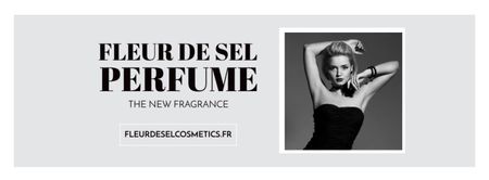 Template di design Offerta profumo con donna alla moda in nero Facebook cover