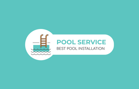 Simple Emblem of Pool Installation Company Business Card 85x55mm Design Template