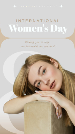 International Women's Day with Tender Young Woman Instagram Story Design Template