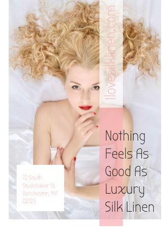 Designvorlage Woman resting in bed with silk linen für Invitation