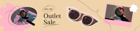 Ontwerpsjabloon van Ebay Store Billboard van Fashion Sale Announcement with Stylish Sunglasses